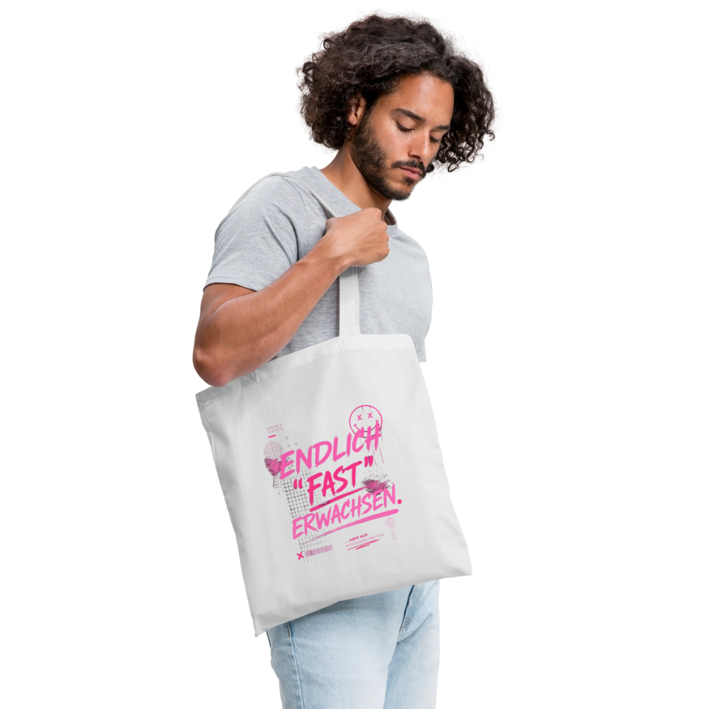 Stoffbeutel. "fast Erwachsen pink" - Weiß