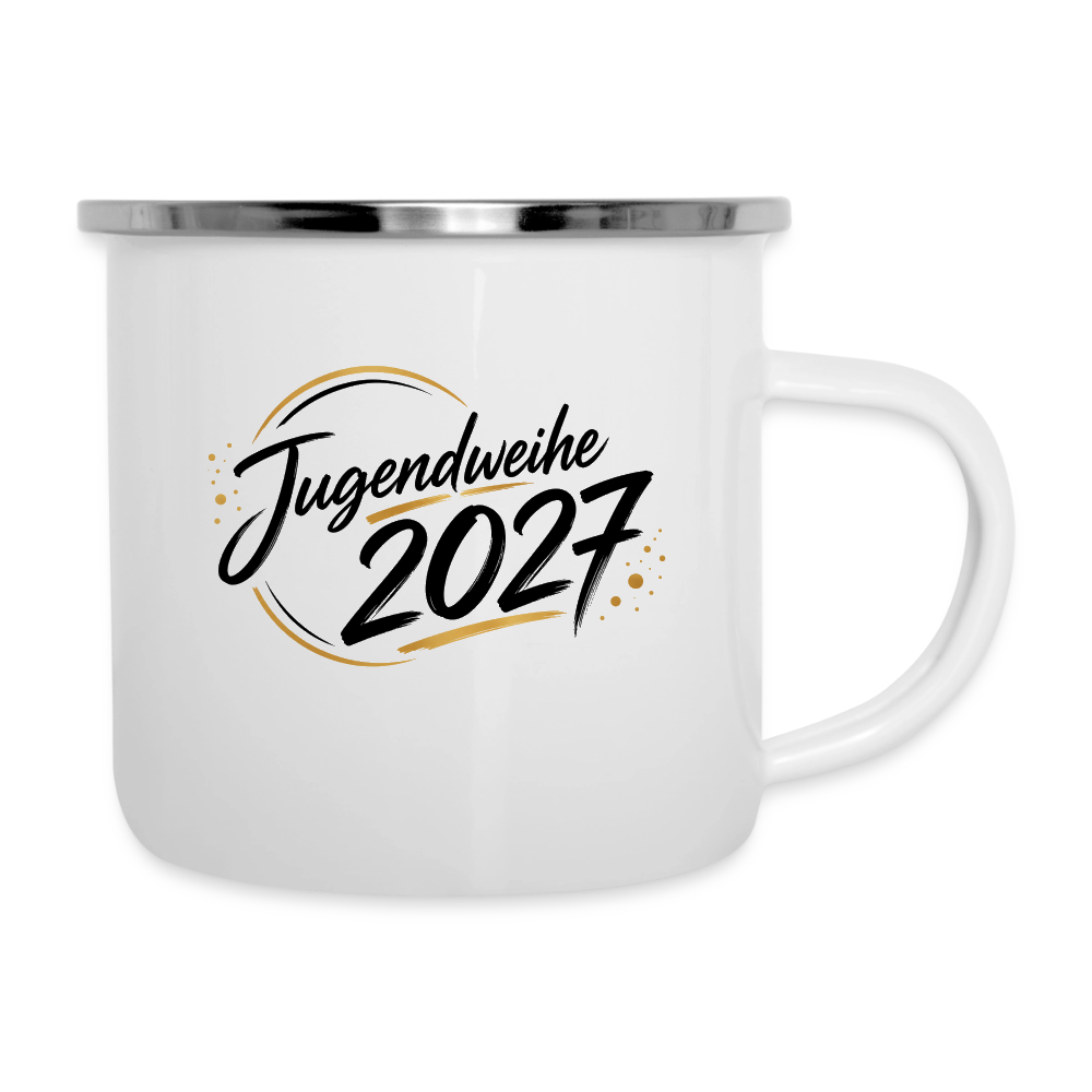 Emaille Becher , Jahresbecher 2027 - Weiß
