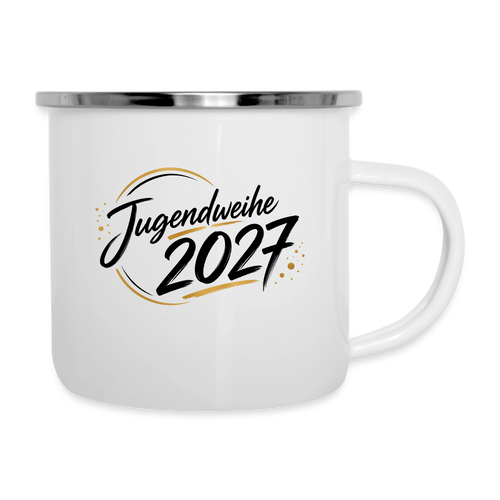 Emaille Becher , Jahresbecher 2027 - Weiß