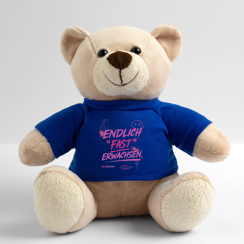 Teddy mit Statement "fast Erwachsen pink" - Königsblau