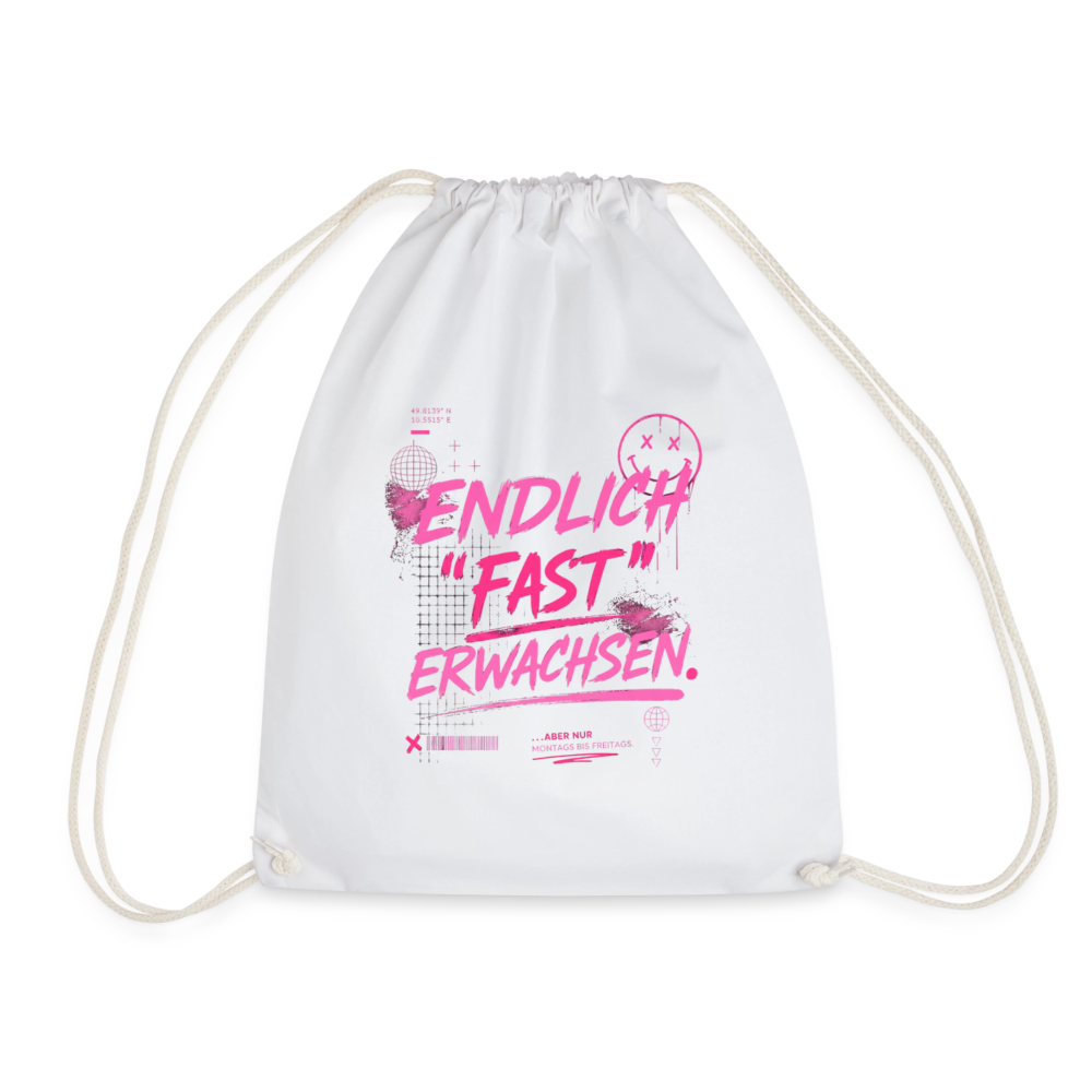 Turnbeutel  " fast Erwachsen pink" - Weiß