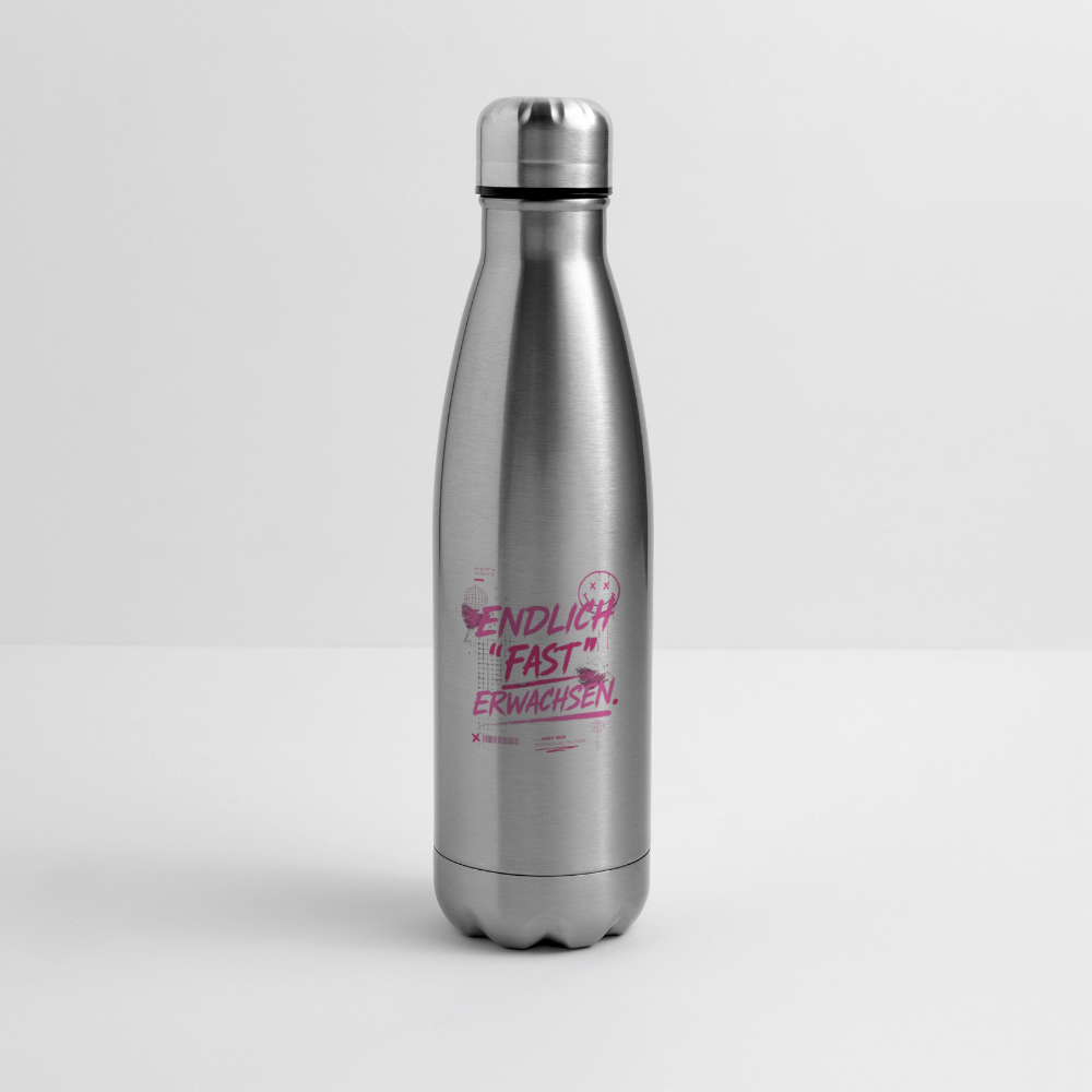 Isolierflasche mit Statement "fast Erwachsen pink" - Lightsilver