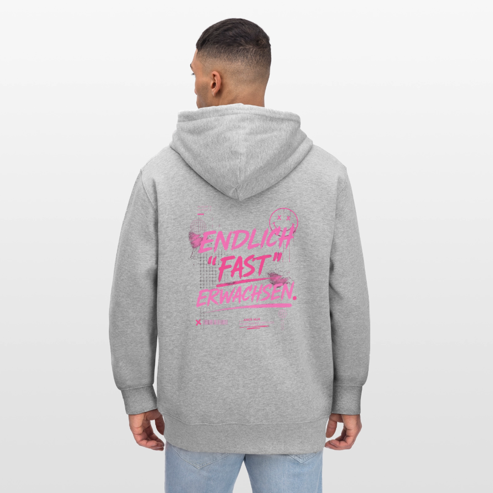 Stanley/Stella Unisex Bio-Kapuzenjacke CULTIVATOR  "fast Erwachsen pink" - Grau meliert