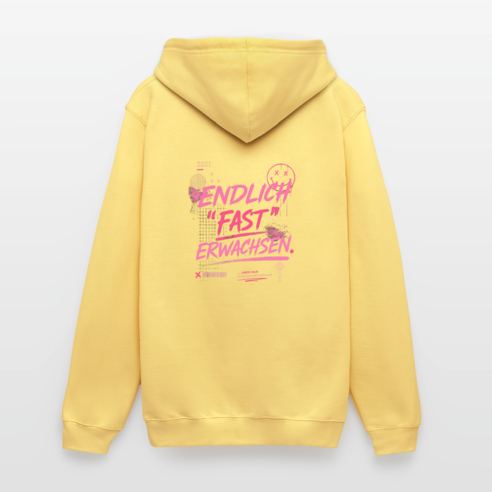 Unisex Hoodie "fast Erwachsen pink" - Zitronengelb
