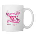 Jugendweihe Becher Statement "fast Erwachsen pink" - Weiß