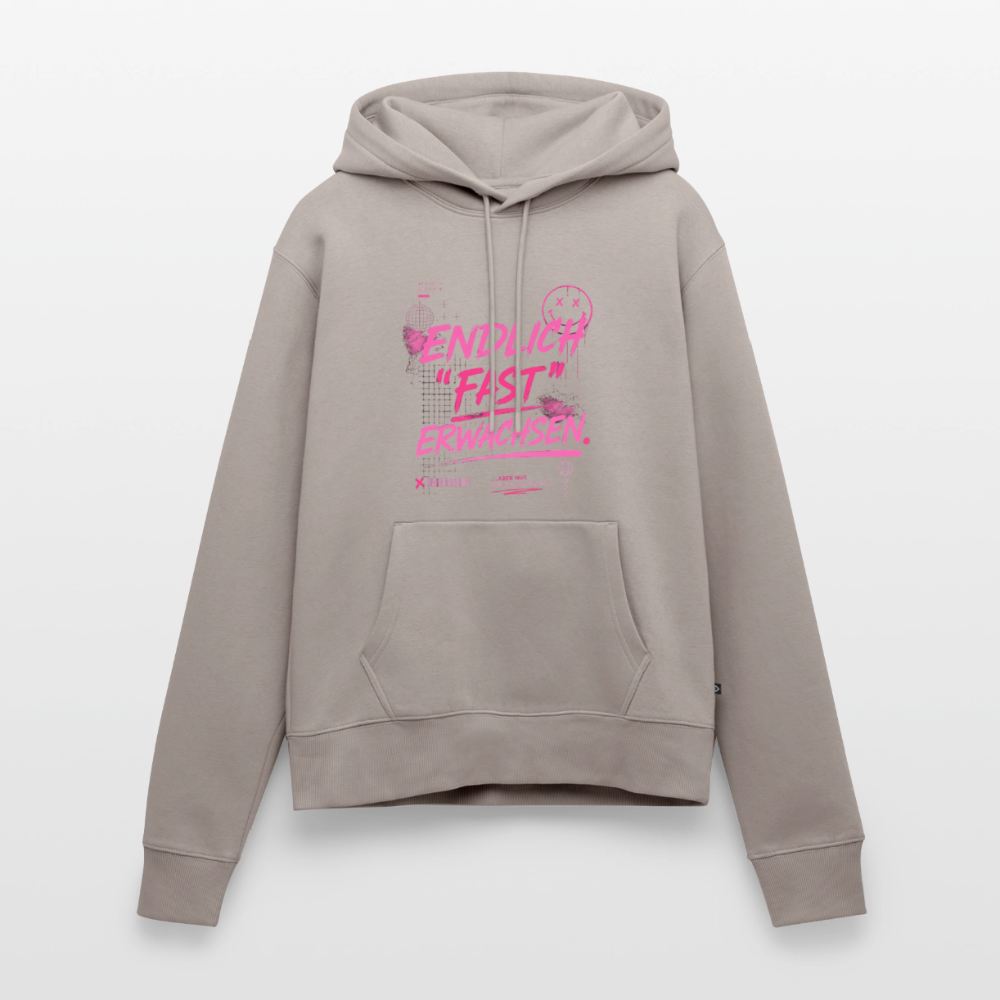 Frauen Premium Hoodie "fast Erwachsen pink" - Taupe