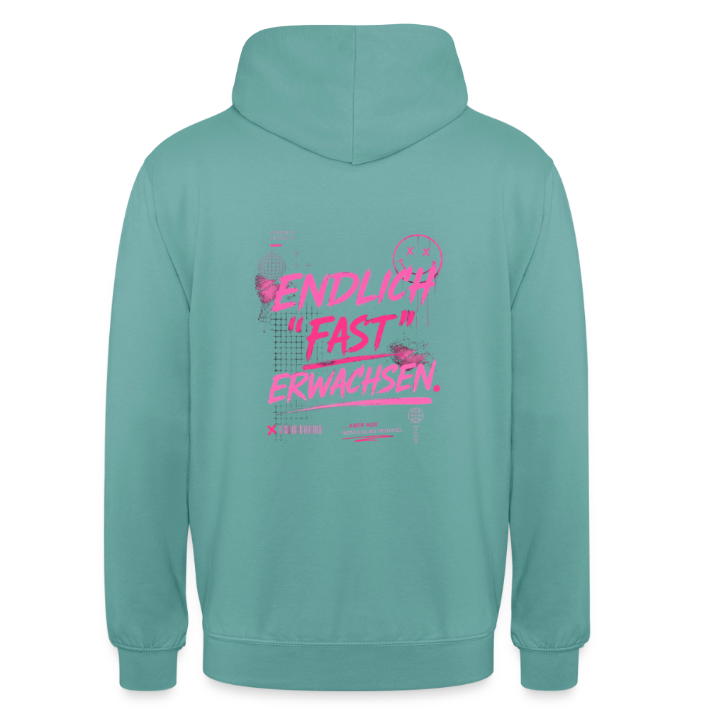 Unisex Hoodie "fast Erwachsen pink" - Pastelltürkis