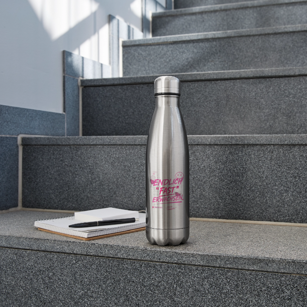 Isolierflasche mit Statement "fast Erwachsen pink" - Lightsilver