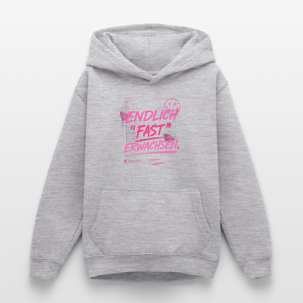 Teenager Hoodie "fast Erwachsen pink"" - Hellgrau meliert