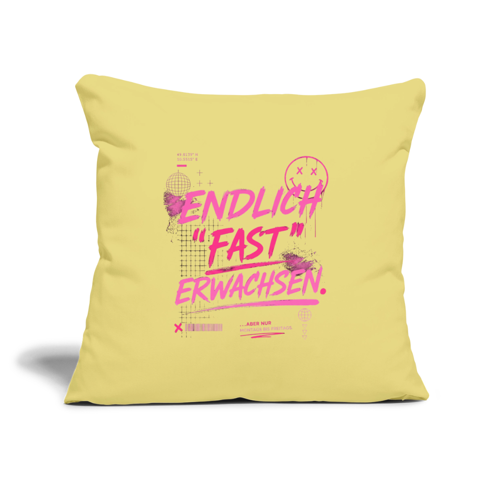 Sofakissen mit Füllung 44 x 44 cm "fast Erwachsen pink" - Hellgelb