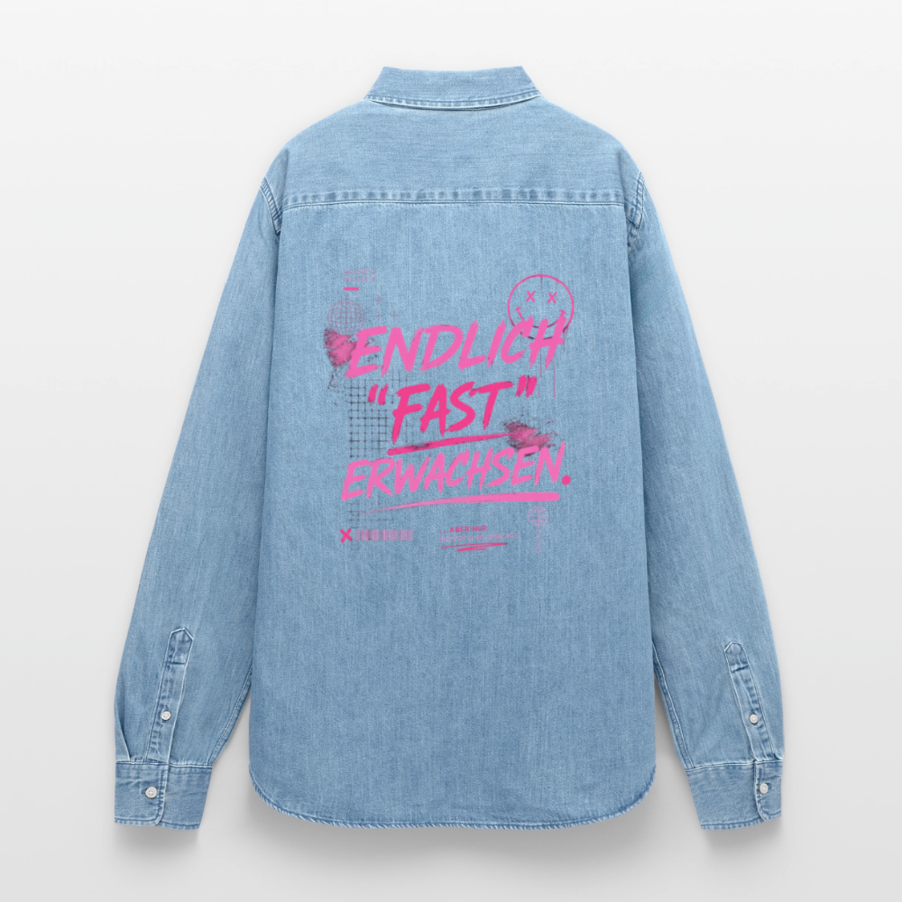Frauen Jeanshemd Organic von Stanley/Stella "fast Erwachsen pink" - verwaschenes Hellblau