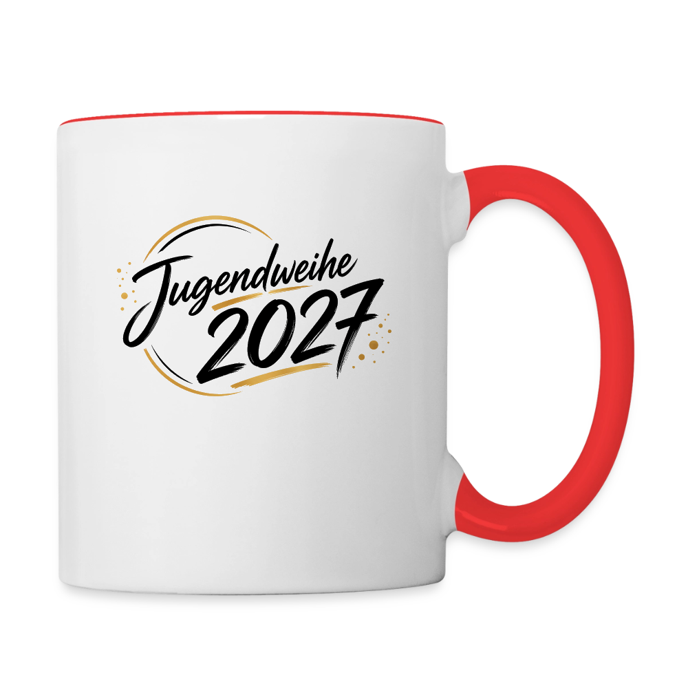 Tasse zweifarbig mit Jahreslogo 2027 - Weiß/Rot