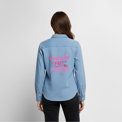 Frauen Jeanshemd Organic von Stanley/Stella "fast Erwachsen pink" - verwaschenes Hellblau