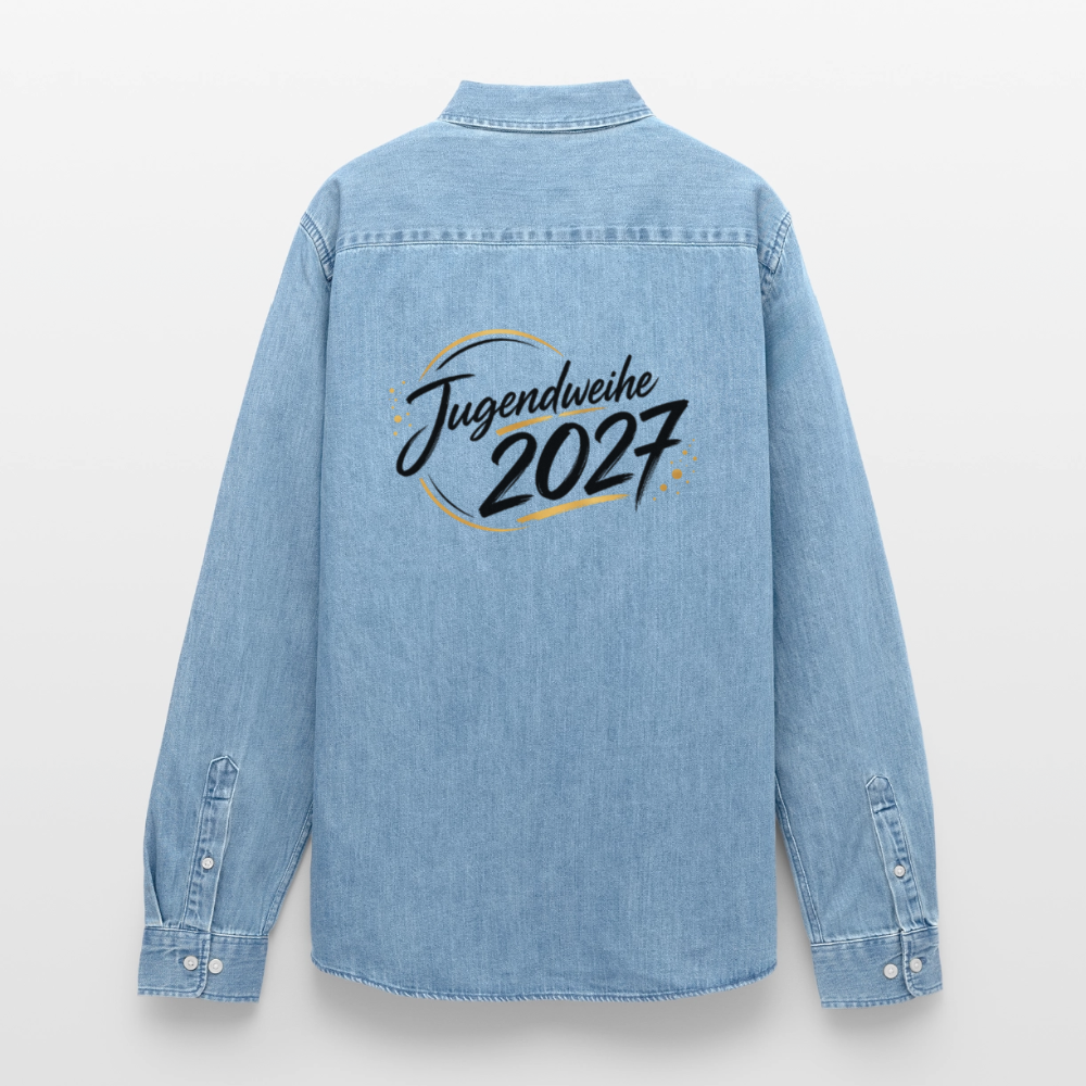 Männer Jeanshemd Organic von Stanley/Stella "Jahreslogo 2027" - verwaschenes Hellblau