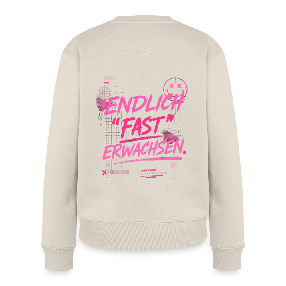 Frauen Premium Pullover " fast Erwachsen pink" - Beige