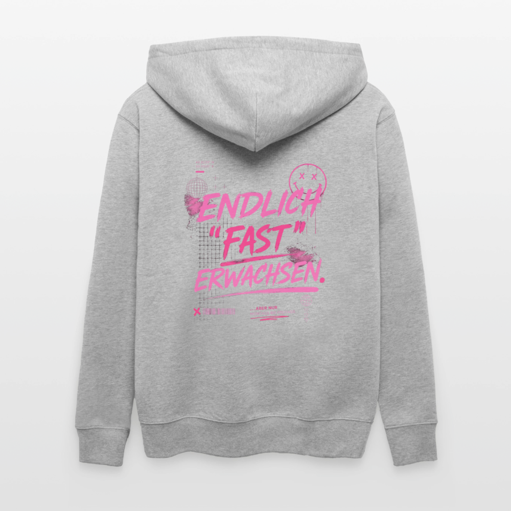 Stanley/Stella Unisex Bio-Kapuzenjacke CULTIVATOR  "fast Erwachsen pink" - Grau meliert