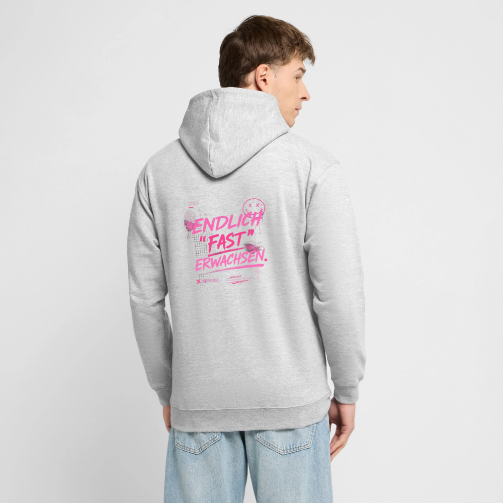 Unisex Hoodie "fast Erwachsen pink" - Hellgrau meliert
