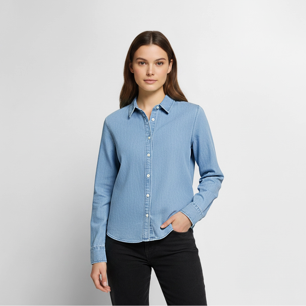 Frauen Jeanshemd Organic von Stanley/Stella "Jahreslogo 2026" - verwaschenes Hellblau