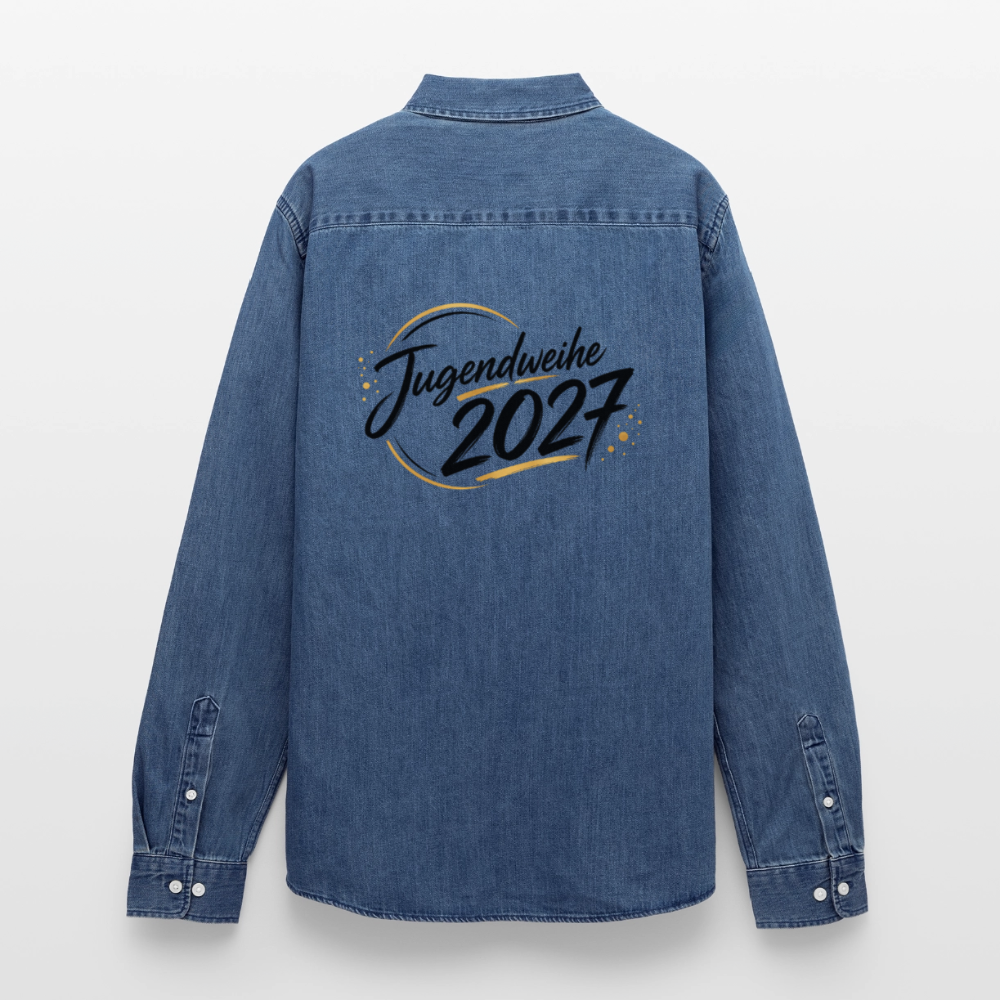 Männer Jeanshemd Organic von Stanley/Stella "Jahreslogo 2027" - verwaschenes Mittelblau 