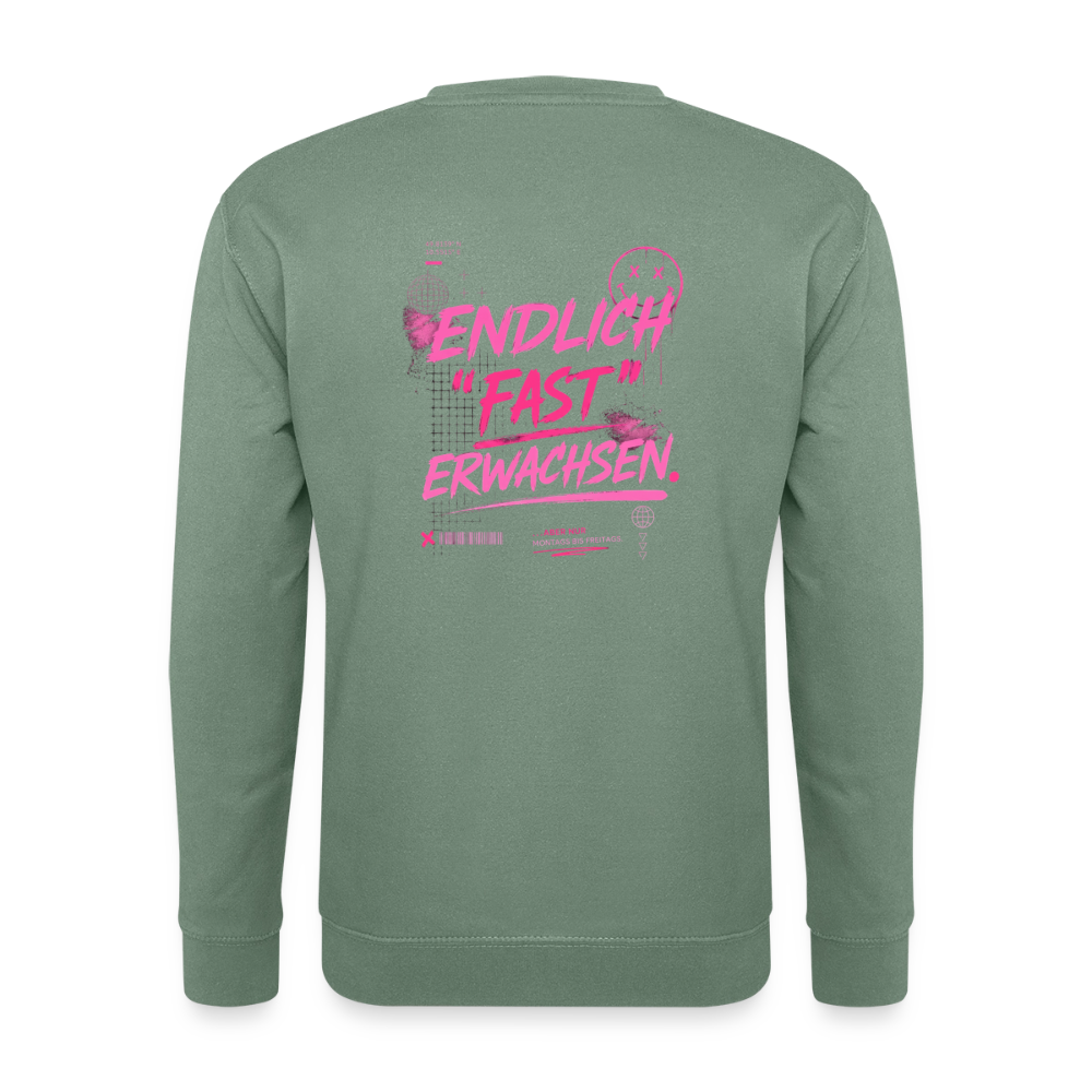 Unisex Pullover " fast Erwachsen pink" - Graugrün