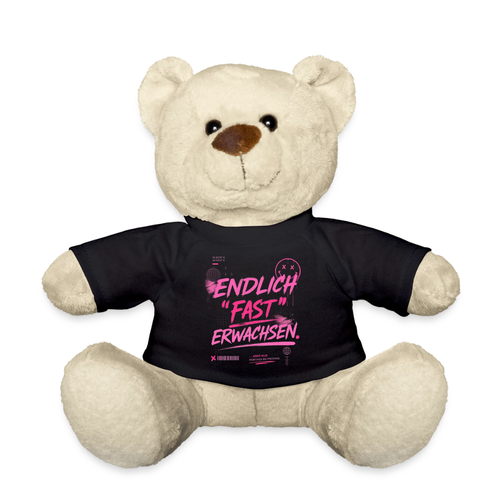 Teddy mit Statement "fast Erwachsen pink" - Schwarz