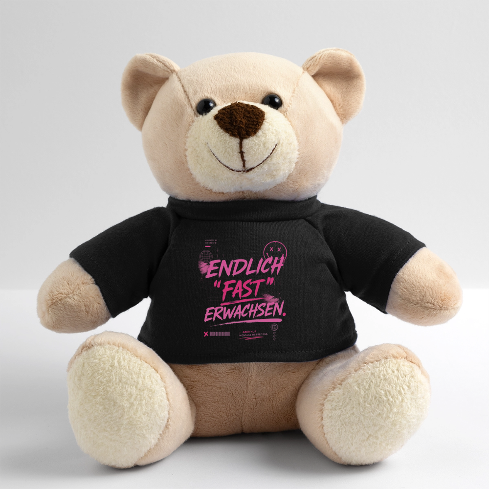 Teddy mit Statement "fast Erwachsen pink" - Schwarz