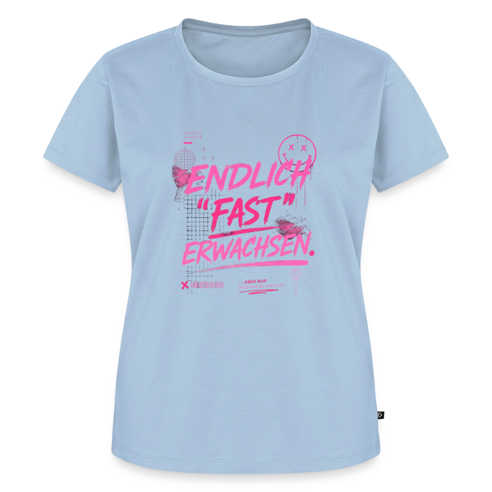 Frauen Premium T-Shirt nachhaltig "fast Erwachsen pink" - Hellblau