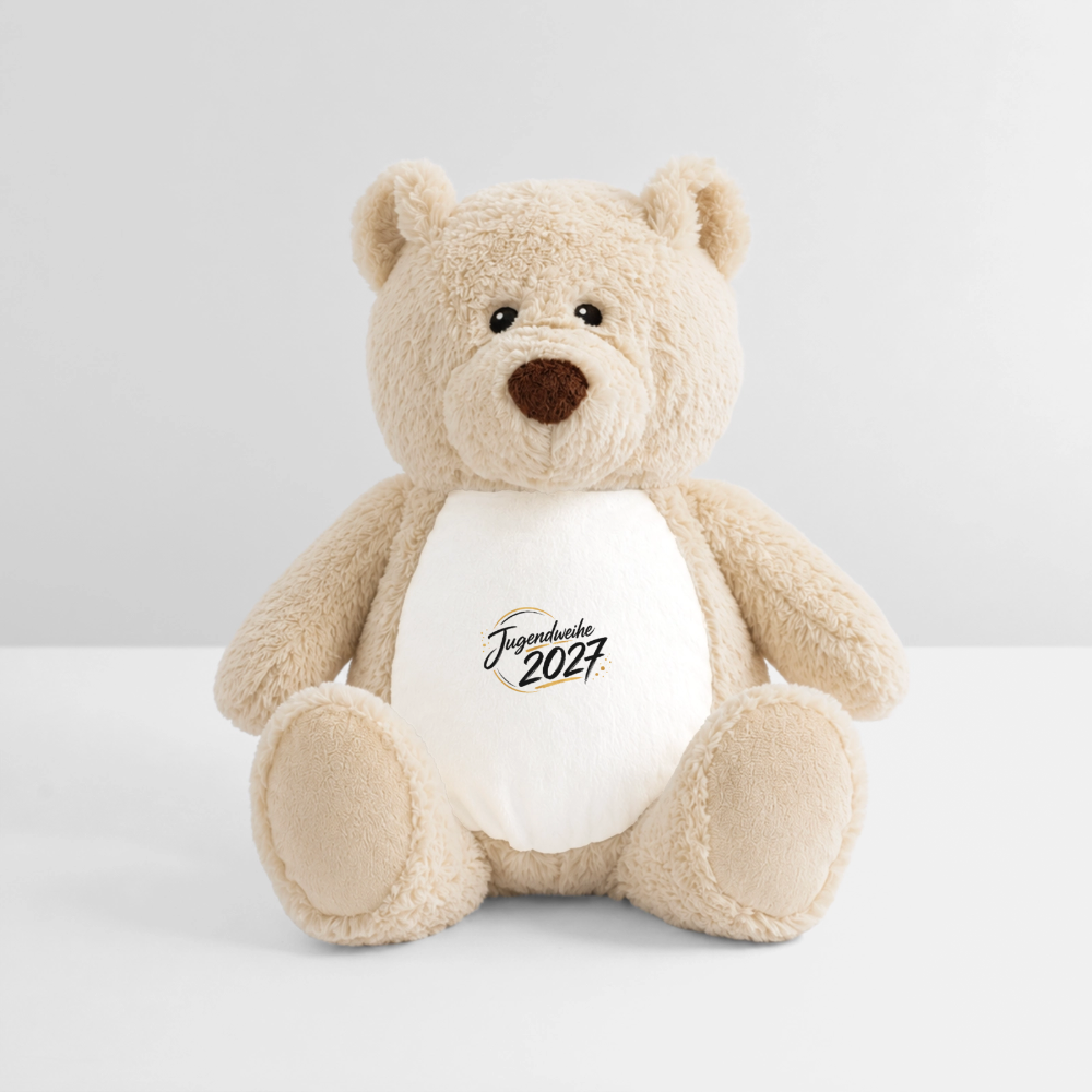 Plüschtier Teddy 32 cm mit Jahreslogo 2027 - Weiß/Mittelbraun