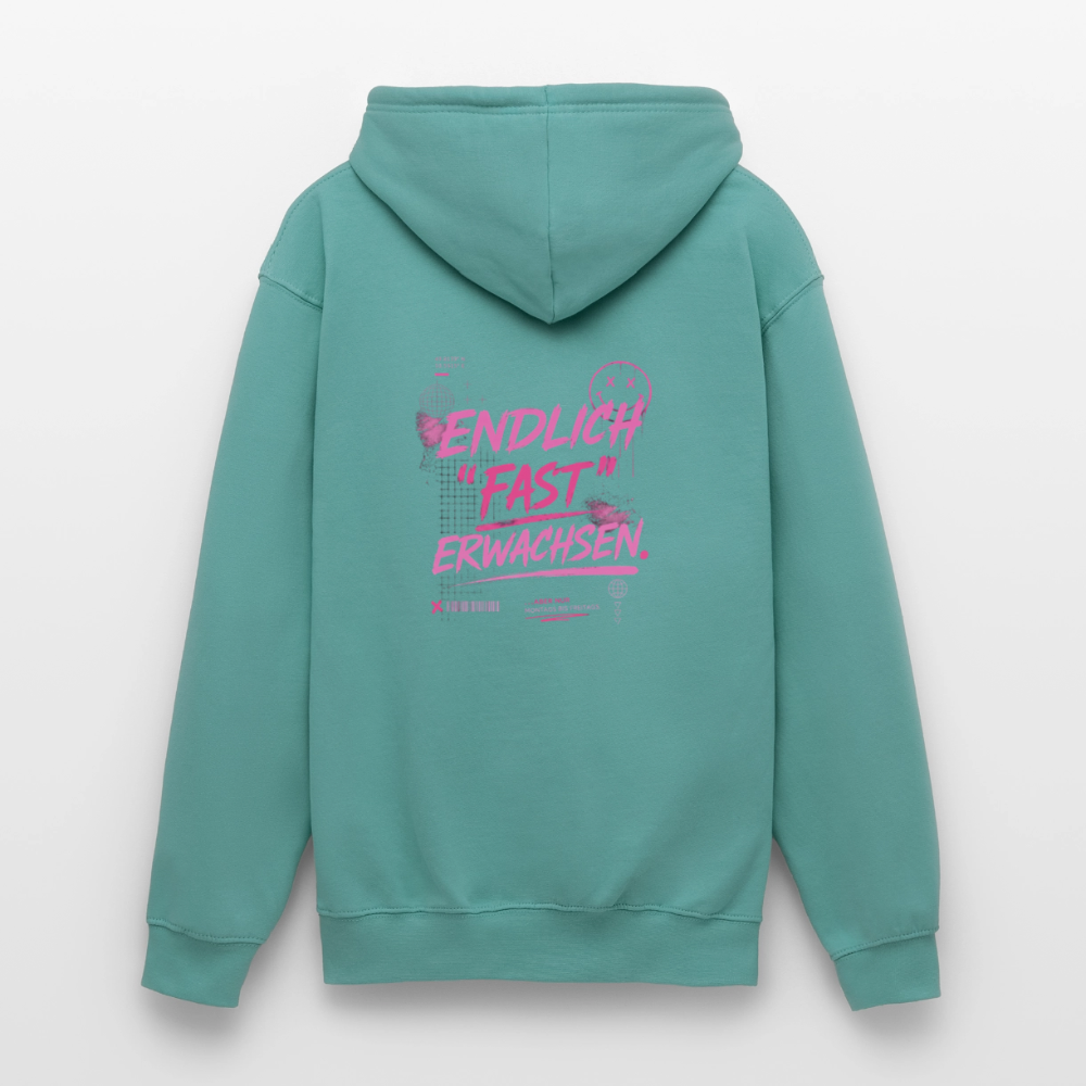 Unisex Hoodie "fast Erwachsen pink" - Pastelltürkis