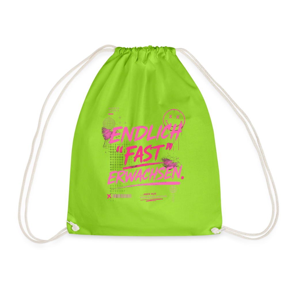 Turnbeutel  " fast Erwachsen pink" - Neongrün