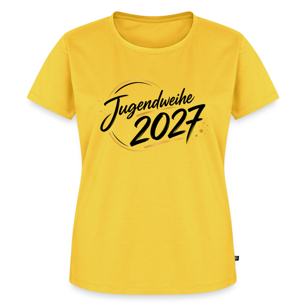 Frauen Premium T-Shirt nachhaltig "Jahreslogo 2027" - Sonnengelb