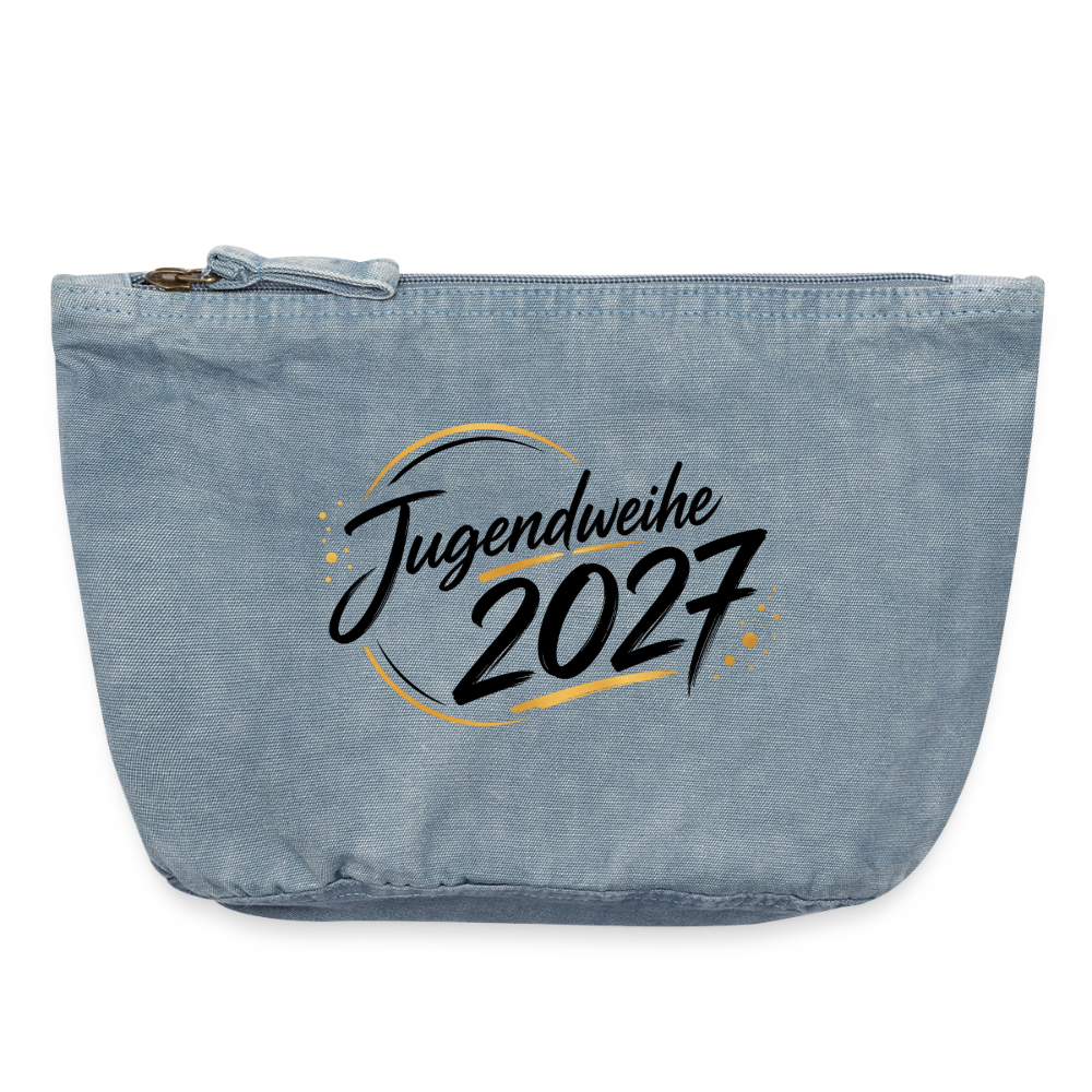 Vintage Reißverschluss-Täschchen  "Jahreslogo 2027" - vintage light blue