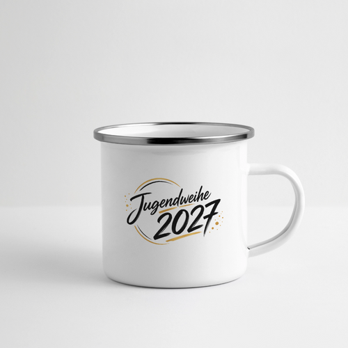 Emaille Becher , Jahresbecher 2027 - Weiß