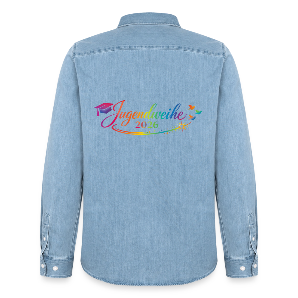Männer Jeanshemd Organic von Stanley/Stella "Jahreslogo 2026" - verwaschenes Hellblau