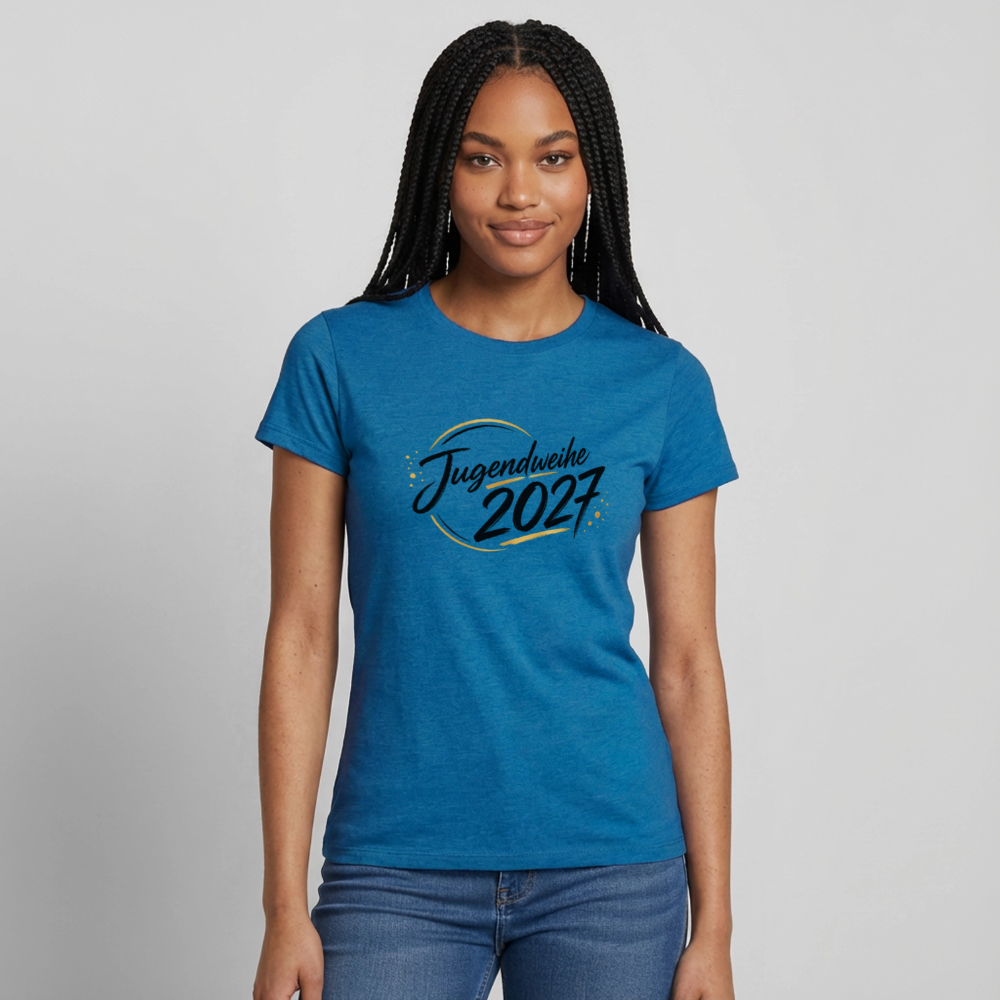 Frauen T-Shirt "Jahreslogo 2027" - Antikblaues Saphir meliert