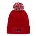 Strick Patch Beanie mit Bommel " Jahreslogo 2027" - Rot