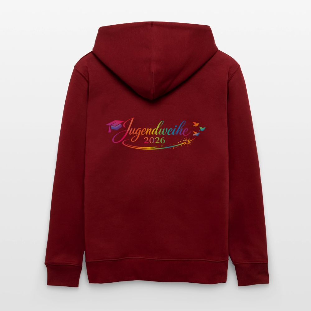Stanley/Stella Unisex Bio-Kapuzenjacke CULTIVATOR  "Jahreslogo 2026" - Burgunderrot