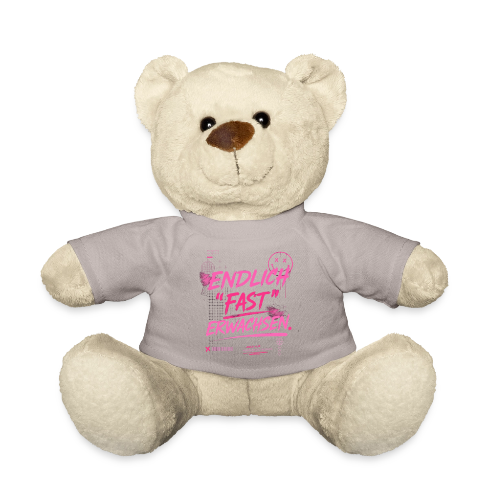 Teddy mit Statement "fast Erwachsen pink" - Taupe