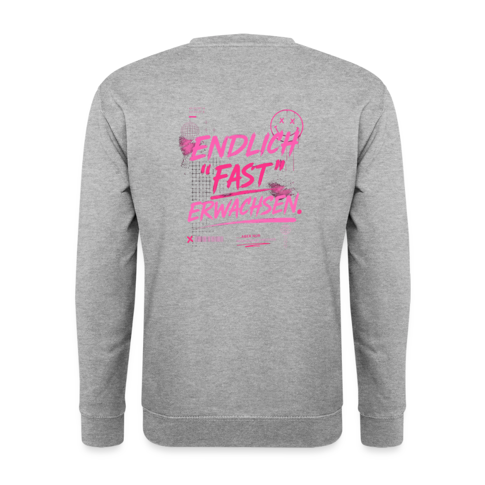 Unisex Pullover " fast Erwachsen pink" - Weißgrau meliert