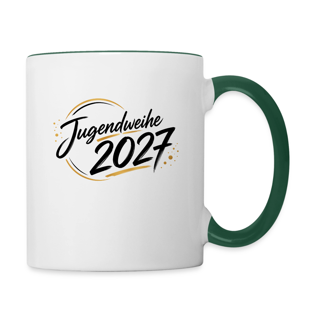 Tasse zweifarbig mit Jahreslogo 2027 - Weiß/Dunkelgrün