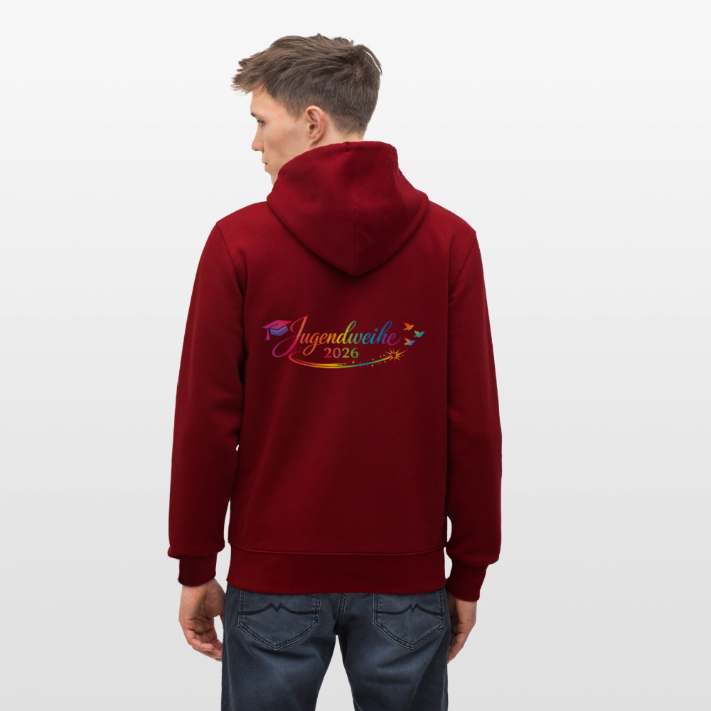 Stanley/Stella Unisex Bio-Kapuzenjacke CULTIVATOR  "Jahreslogo 2026" - Burgunderrot