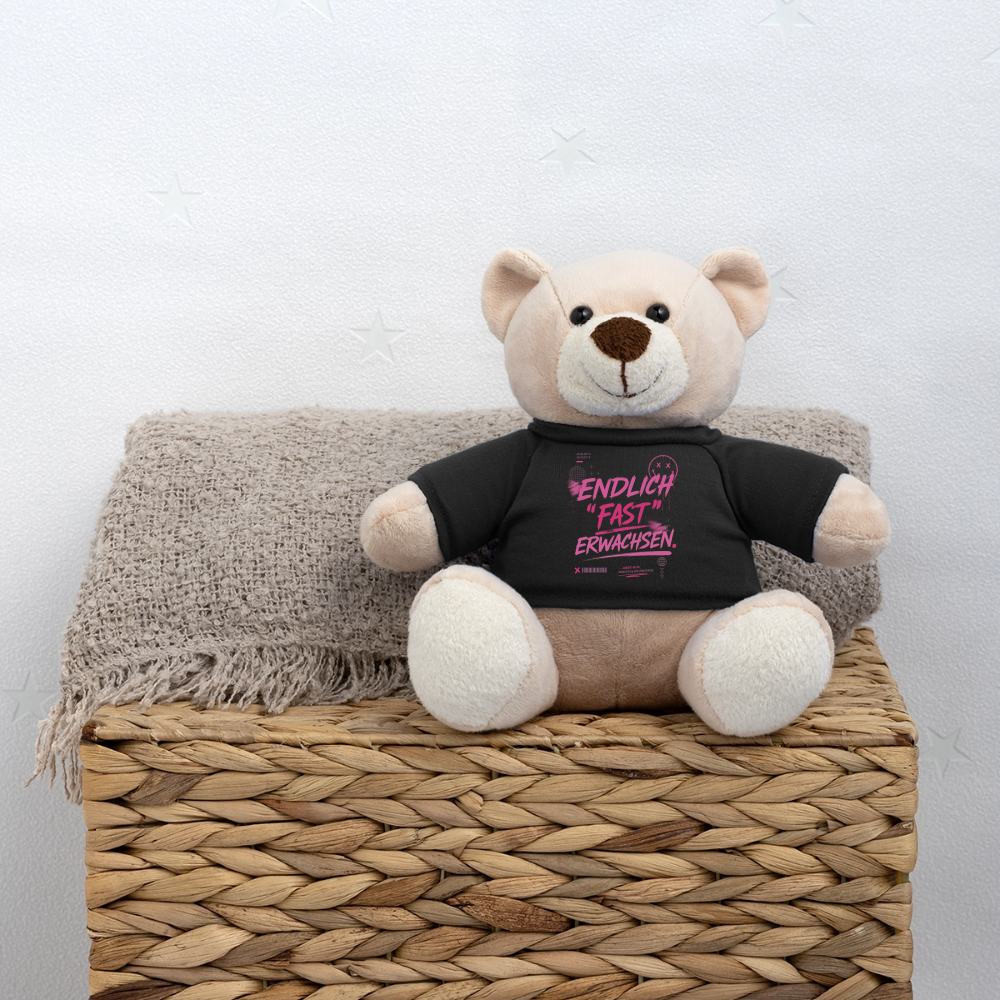 Teddy mit Statement "fast Erwachsen pink" - Schwarz