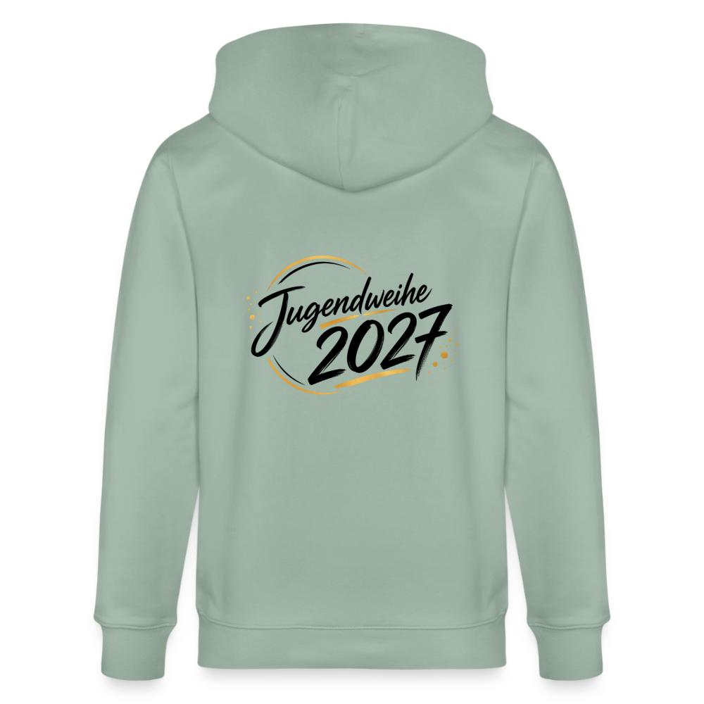 Stanley/Stella Unisex Bio-Kapuzenjacke CULTIVATOR  "Jahreslogo 2027" - Helles Graugrün