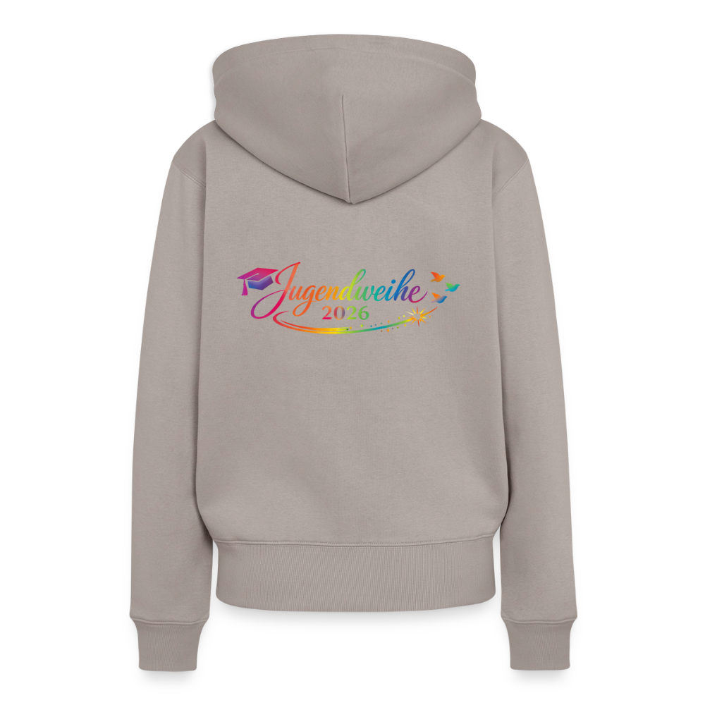 Frauen Premium Hoodie "Jahreslogo 2026" - Taupe