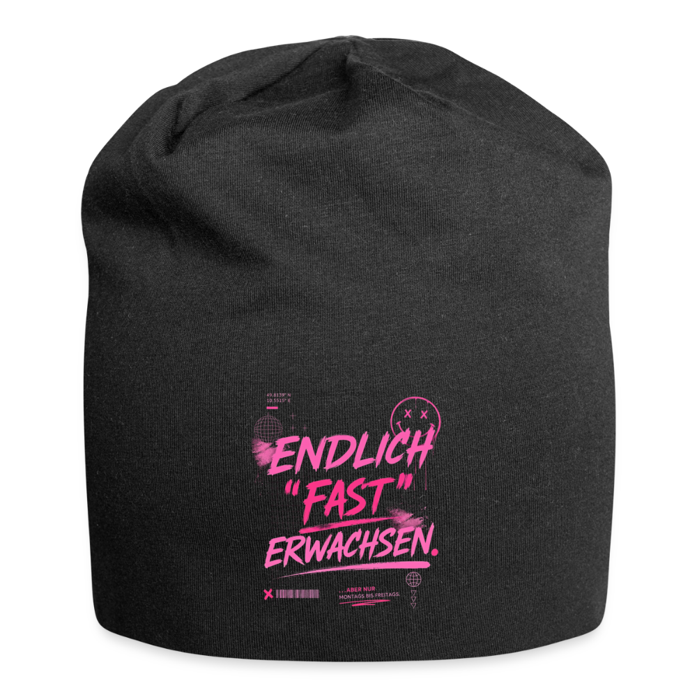 Jersey-Beanie "fast Erwachsen pink" - Schwarz