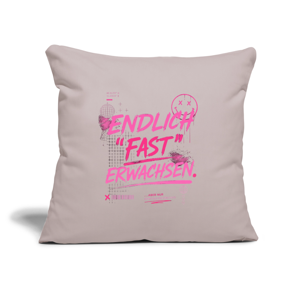 Sofakissen mit Füllung 44 x 44 cm "fast Erwachsen pink" - helles Taupe