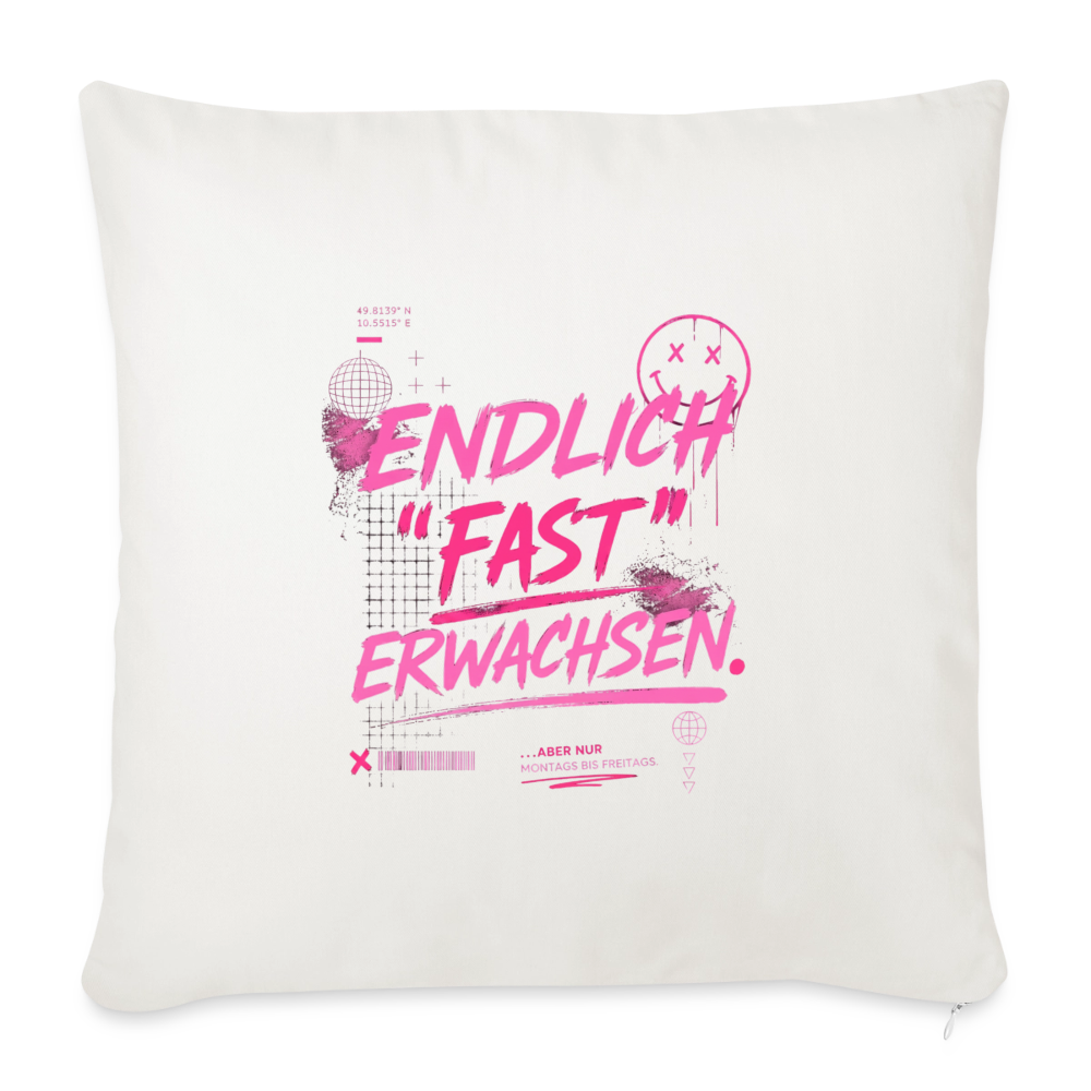 Sofakissenbezug 44 x 44 cm "fast Erwachsen pink" - Naturweiß 