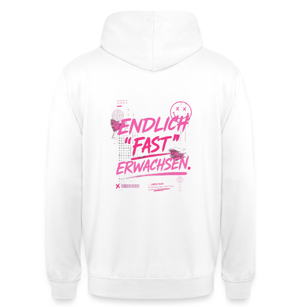 Unisex Hoodie "fast Erwachsen pink" - Weiß