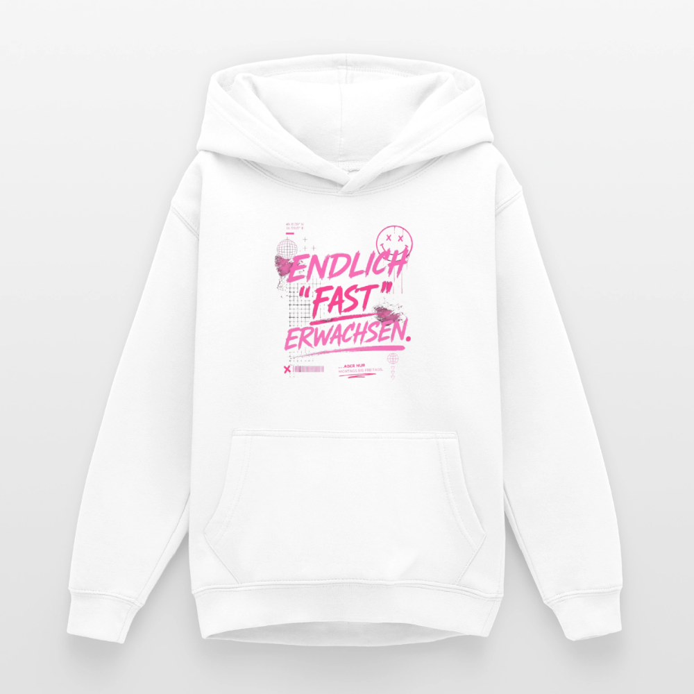Teenager Hoodie "fast Erwachsen pink"" - Weiß