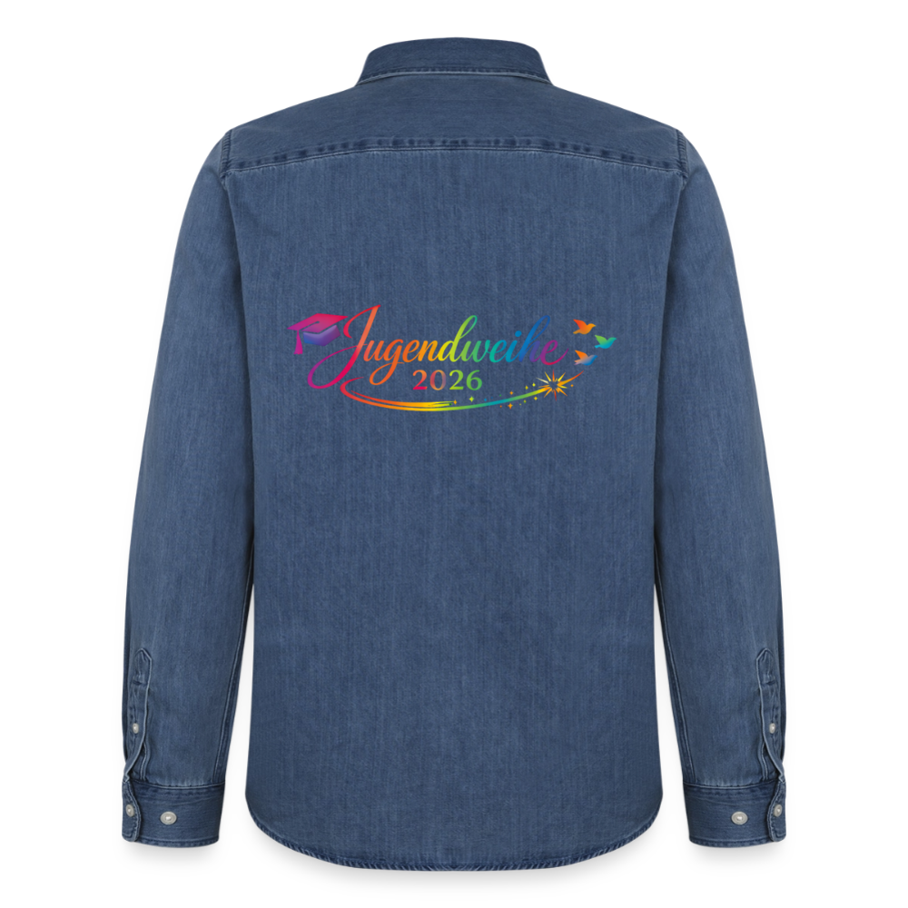 Männer Jeanshemd Organic von Stanley/Stella "Jahreslogo 2026" - verwaschenes Mittelblau 